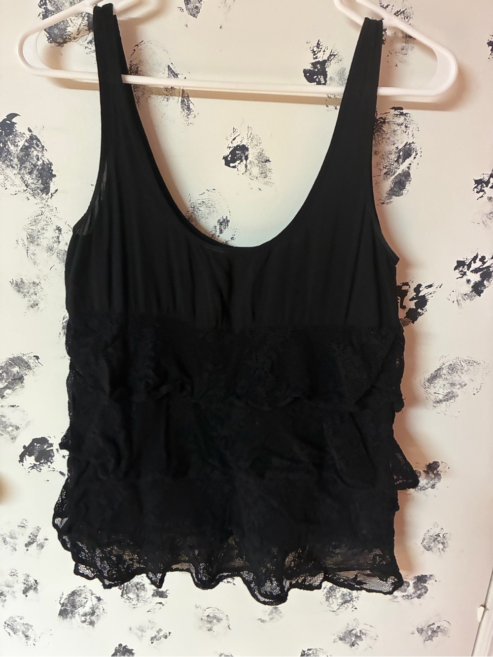 Black Lace Ruffle Tank Top vintage